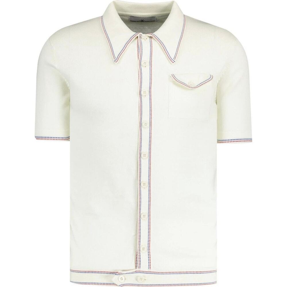 Madcap England Crawdaddy Retro Mod Micro Dash Slim Knit Polo Cardigan Size 2XL